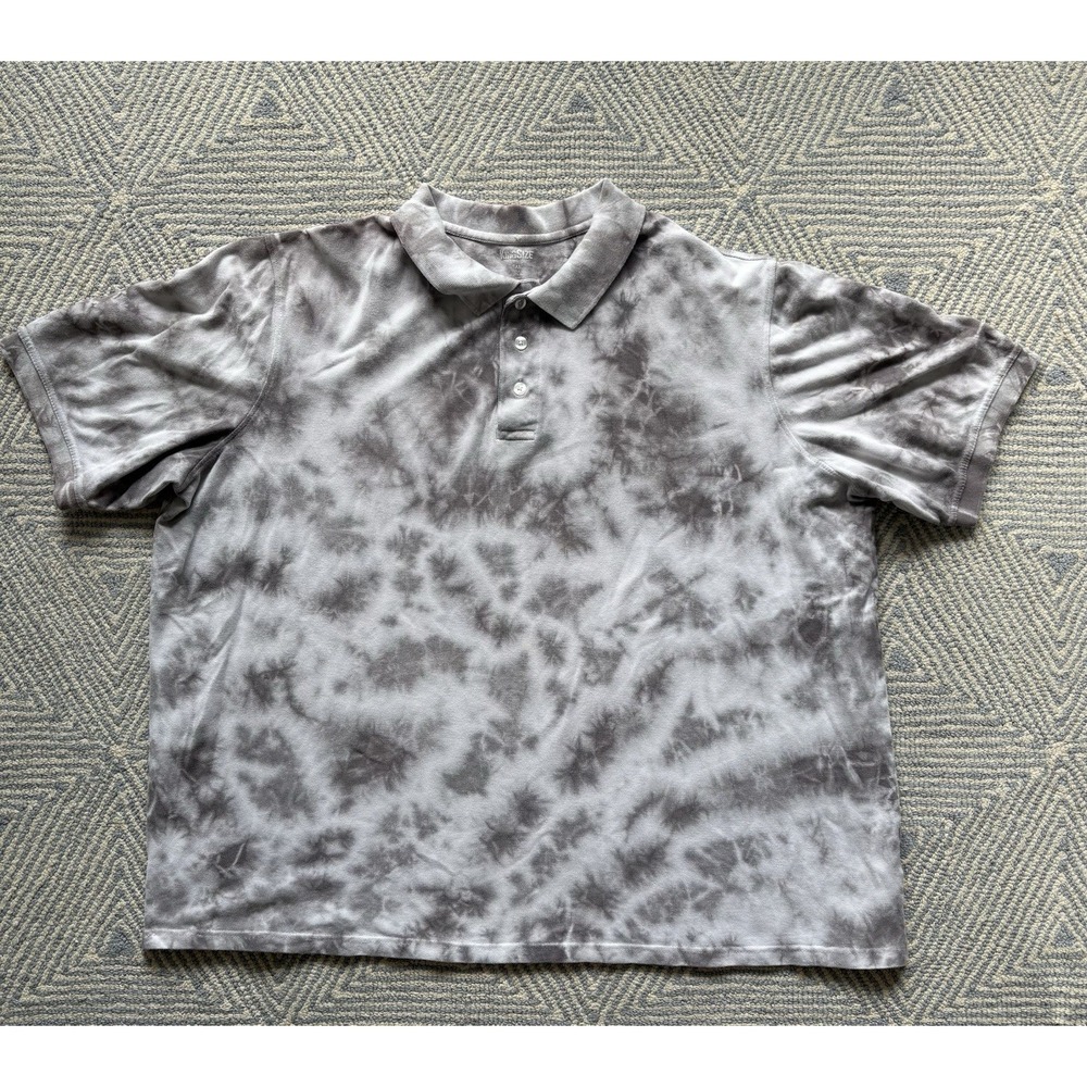 KingSize‎ Tie-Dye Polo Shirt - White/Gray - XXL